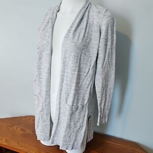 LOFT Heathered Gray Open-Front Cardigan